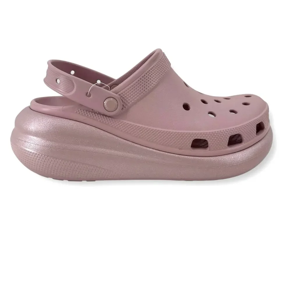 Crocs Classic Crush Shimmer Clogs Clay Pink Mens Size 12 Chunky Platform